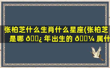 张柏芝什么生肖什么星座(张柏芝是哪 🌿 年出生的 🌼 属什么)